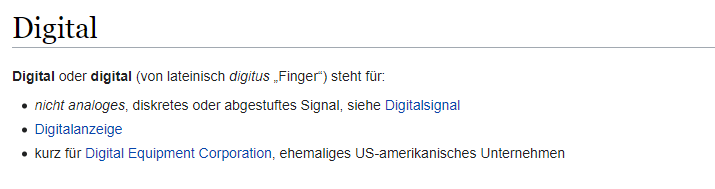 Was bedeutet Digital bei Wikipedia