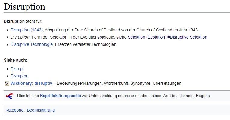 Disruption bei Wikipedia