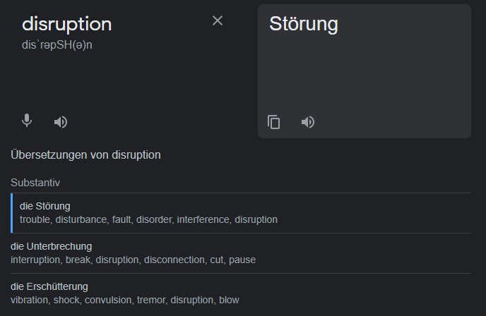 Was bedeutet Disruption auf Deutsch